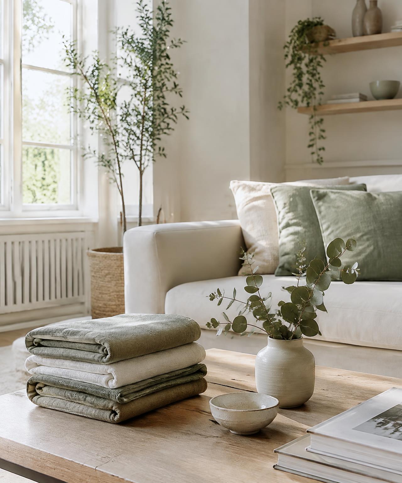 A bright, freshly cleaned living room